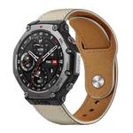 For Amazfit T-Rex 3 xDfind Rivet Buckle Genuine Leather Watch Band(Beige)