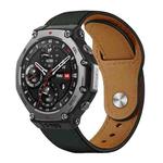 For Amazfit T-Rex 3 xDfind Rivet Buckle Genuine Leather Watch Band(Green)