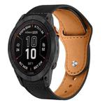 For Garmin Fenix 8/7X/6X/5X 26mm xDfind Rivet Buckle Genuine Leather Watch Band(Black)