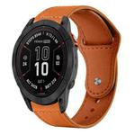 For Garmin Fenix 8/7X/6X/5X 26mm xDfind Rivet Buckle Genuine Leather Watch Band(Brown)