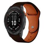 For Garmin Fenix 8/7X/6X/5X 26mm xDfind Rivet Buckle Genuine Leather Watch Band(Dark Brown)