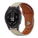 For Garmin Fenix 8/7X/6X/5X 26mm xDfind Rivet Buckle Genuine Leather Watch Band(Beige)