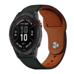 For Garmin Fenix 8/7X/6X/5X 26mm xDfind Rivet Buckle Genuine Leather Watch Band(Green)