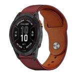 For Garmin Fenix 8/7X/6X/5X 26mm xDfind Rivet Buckle Genuine Leather Watch Band(Hawthorn Red)