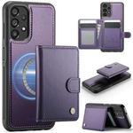 For Samsung Galaxy A13 4G / 5G / A04s JEEHOOD J09 Buckle Card Bag MagSafe Magnetic Style RFID Leather Phone Case(Purple)