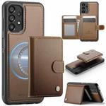 For Samsung Galaxy A13 4G / 5G / A04s JEEHOOD J09 Buckle Card Bag MagSafe Magnetic Style RFID Leather Phone Case(Brown)