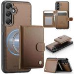 For Samsung Galaxy A16 4G / 5G JEEHOOD J09 Buckle Card Bag MagSafe Magnetic Style RFID Leather Phone Case(Brown)