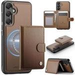 For Samsung Galaxy A55 5G / A35 5G JEEHOOD J09 Buckle Card Bag MagSafe Magnetic Style RFID Leather Phone Case(Brown)