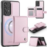For Samsung Galaxy A52 4G / 5G / A52s 5G JEEHOOD J09 Buckle Card Bag MagSafe Magnetic Style RFID Leather Phone Case(Pink)