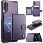 For Samsung Galaxy A50 JEEHOOD J09 Buckle Card Bag MagSafe Magnetic Style RFID Leather Phone Case(Purple)