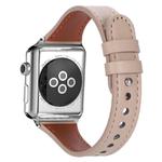 For Apple Watch 42 / 44 / 45 / 46 / 49mm xDfind Double Ring Single Rivet Genuine Leather Watch Band(Apricot)