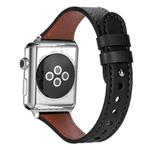 For Apple Watch 38 / 40 / 41 / S10 42mm xDfind Double Ring Single Rivet Genuine Leather Watch Band(Black)