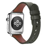 For Apple Watch 38 / 40 / 41 / S10 42mm xDfind Double Ring Single Rivet Genuine Leather Watch Band(Army Green)