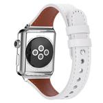 For Apple Watch 38 / 40 / 41 / S10 42mm xDfind Double Ring Single Rivet Genuine Leather Watch Band(White)