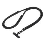 7mm Polyester Solid Color Two-way Adjustable Crossbody Mobile Phone Lanyard(Black)