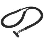7mm Polyester Solid Color Minimalist Adjustable Crossbody Mobile Phone Lanyard(Black)