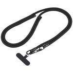 7mm Polyester Solid Color Double-sided Buckle Adjustable Crossbody Mobile Phone Lanyard(Black)