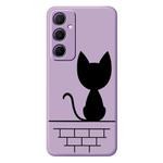 For Samsung Galaxy A22 5G D Series Minimalist TPU Creative Painted Phone Case(Purple A1052)
