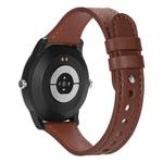20mm xDfind Double Ring Single Rivet Genuine Leather Watch Band(Dark Brown)
