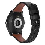 22mm xDfind Double Ring Single Rivet Genuine Leather Watch Band(Black)