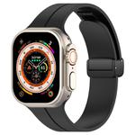 For Apple Watch 42 / 44 / 45 / 46 / 49mm xDfind  Flat Head Groove Folding Black Buckle Silicone Watch Band(Black)