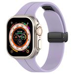 For Apple Watch 42 / 44 / 45 / 46 / 49mm xDfind  Flat Head Groove Folding Black Buckle Silicone Watch Band(Purple)