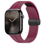 For Apple Watch 38 / 40 / 41 / S10 42mm xDfind  Flat Head Groove Folding Black Buckle Silicone Watch Band(Wine Red)