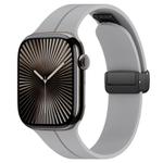 For Apple Watch 38 / 40 / 41 / S10 42mm xDfind  Flat Head Groove Folding Black Buckle Silicone Watch Band(Light Grey)