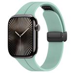 For Apple Watch 38 / 40 / 41 / S10 42mm xDfind  Flat Head Groove Folding Black Buckle Silicone Watch Band(Emerald Green)