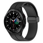 For Samsung Galaxy Watch 7 / 6 / 5 / FE xDfind  Flat Head Groove Folding Black Buckle Silicone Watch Band(Black)