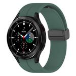 For Samsung Galaxy Watch 7 / 6 / 5 / FE xDfind  Flat Head Groove Folding Black Buckle Silicone Watch Band(Pine Green)