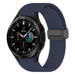 For Samsung Galaxy Watch 7 / 6 / 5 / FE xDfind  Flat Head Groove Folding Black Buckle Silicone Watch Band(Midnight Blue)