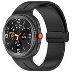 For Samsung Galaxy Watch8 / 8 Classic xDfind  Flat Head Groove Folding Black Buckle Silicone Watch Band(Black)