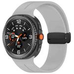 For Samsung Galaxy Watch8 / 8 Classic xDfind  Flat Head Groove Folding Black Buckle Silicone Watch Band(Light Grey)