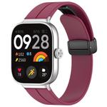 For Xiaomi Band 9 Pro/8 Pro/Redmi Watch 5/4 xDfind  Flat Head Groove Folding Black Buckle Silicone Watch Band(Wine Red)