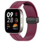 For Redmi Watch 3 xDfind  Flat Head Groove Folding Black Buckle Silicone Watch Band(Wine Red)