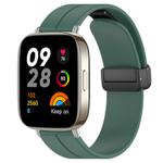 For Redmi Watch 3 xDfind  Flat Head Groove Folding Black Buckle Silicone Watch Band(Pine Green)