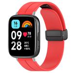 For Redmi Watch 3 Active / Watch 3 Lite xDfind  Flat Head Groove Folding Black Buckle Silicone Watch Band(Red)
