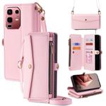 For Infinix Note 50s 5G Zipper Wallet Side Buckle Crossbody Lanyard Leather Phone Case(Rose Gold)