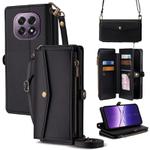 For OPPO A5 5G 2025 Global Zipper Wallet Side Buckle Crossbody Lanyard Leather Phone Case(Black)