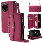 For Huawei nova 14 Pro 5G Zipper Wallet Side Buckle Crossbody Lanyard Leather Phone Case(Red)