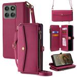 For Motorola Edge 60 Pro 5G Zipper Wallet Side Buckle Crossbody Lanyard Leather Phone Case(Red)