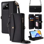 For Honor X60 GT 5G Zipper Wallet Side Buckle Crossbody Lanyard Leather Phone Case(Black)