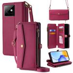 For Honor X60 GT 5G Zipper Wallet Side Buckle Crossbody Lanyard Leather Phone Case(Red)