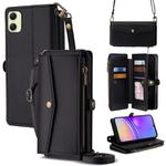 For Samsung Galaxy A05 4G Zipper Wallet Side Buckle Crossbody Lanyard Leather Phone Case(Black)