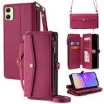 For Samsung Galaxy A05 4G Zipper Wallet Side Buckle Crossbody Lanyard Leather Phone Case(Red)