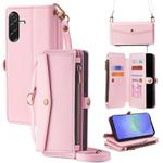 For Samsung Galaxy A36 5G Zipper Wallet Side Buckle Crossbody Lanyard Leather Phone Case(Rose Gold)