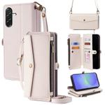 For Samsung Galaxy A36 5G Zipper Wallet Side Buckle Crossbody Lanyard Leather Phone Case(White)