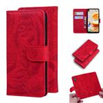 For LG K61 Tiger Embossing Pattern Horizontal Flip Leather Case with Holder & Card Slots & Wallet(Red)