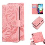 For LG K40S Tiger Embossing Pattern Horizontal Flip Leather Case with Holder & Card Slots & Wallet(Pink)